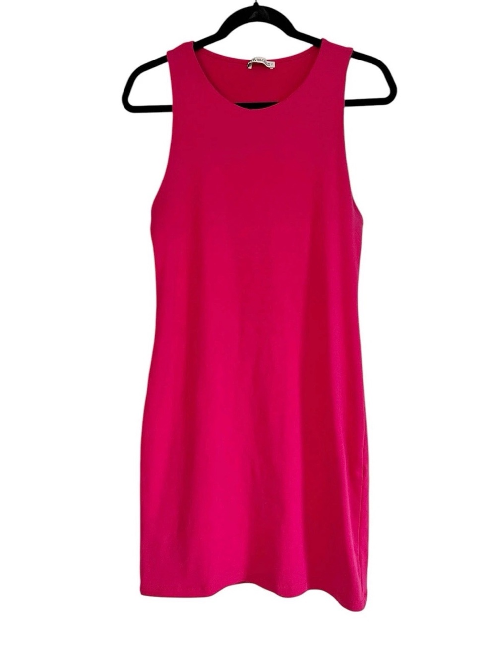 Zara Fuschia Bright Pink Sleeveless Dress, Midi, Large